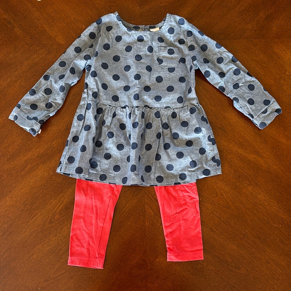 Carters Baby Girl Matching Top & Leggings Set - Size 24M